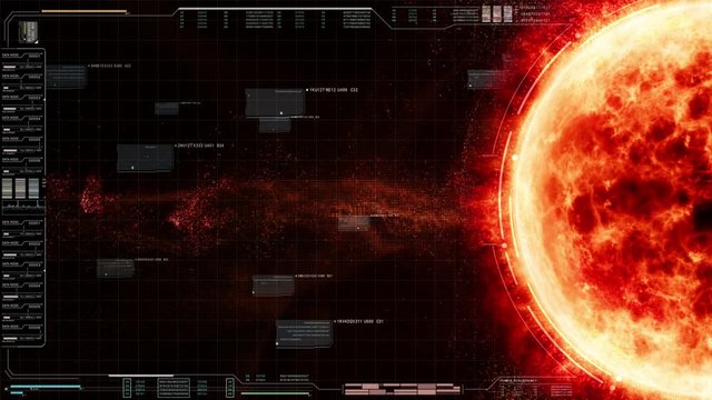 Hi-tech user interface head up display Sun Solar Flare Particles for background computer desktop screen display