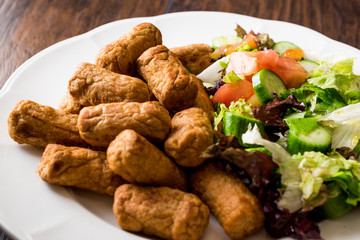 Fried Chicken Meatballs with Salad / Kofta or Kofte