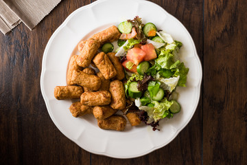 Fried Chicken Meatballs with Salad / Kofta or Kofte