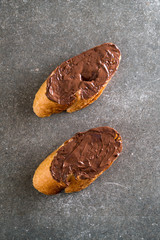 bread with chocolate hazelnut spread