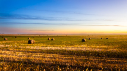 haystack in the sunset