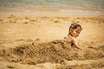 playing at the beach 