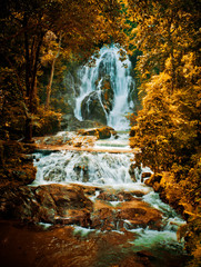 beautiful waterfall. Punyaban Waterfall at Mueang Ranong District, Ranong , Thailand 