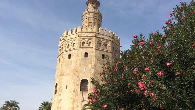 The Golden Tower (Torre del Oro) in Seville, Andalusia, Spain.