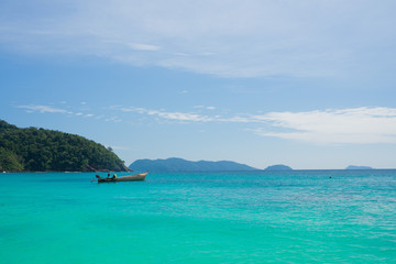 beautiful beach and sea with mountain background. Clear sea. Summer time. Relax on holidays. Travel