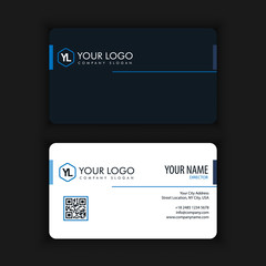Modern Creative and Clean Business Card Template with blue dark color
