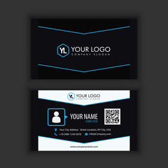 Modern Creative and Clean Business Card Template with blue dark color