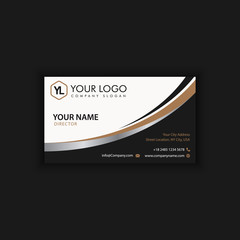 Modern Creative and Clean Business Card Template with gold dark color