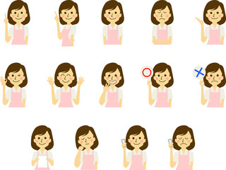お母さん 主婦 女性 表情 ジェスチャー セット