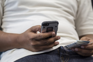 People play phone, wait time travel