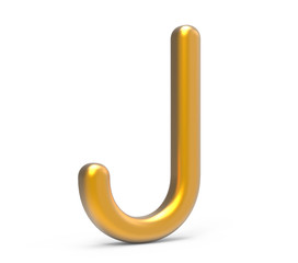 3D render metallic alphabet J