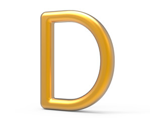 3D render metallic alphabet D