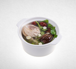 herb soup or chinese herb soup on a background.