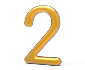 3D render golden number 2