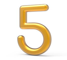 3D render golden number 5