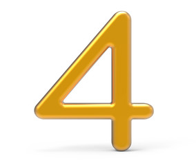 3D render golden number 4