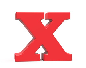 3D render red alphabet X