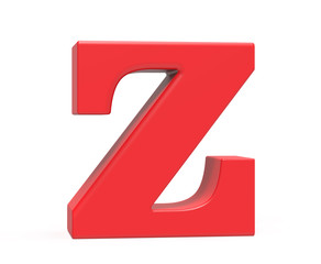 3D render red alphabet Z