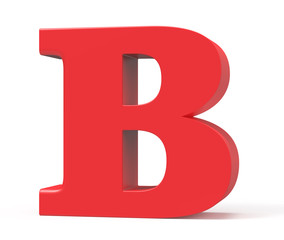 3D render red alphabet B
