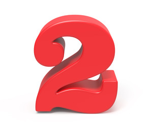 3D render red number 2