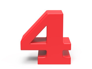 3D render red number 4