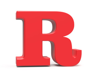 3D render red alphabet R