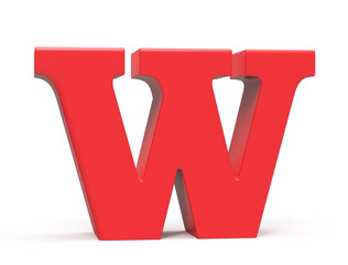 3D render red alphabet W