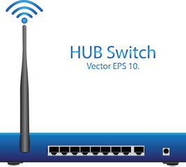 HUB Switch Router Vector Illustration, EPS 10.