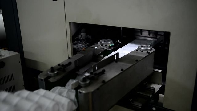 On plant Machine produces a package of independent springs in a mattress cover. produces a block for orthopedic products for comfortable sleeping.