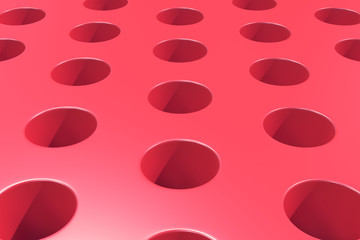 Plain red surface with cylindrical holes