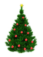 3d dark green Christmas tree over white