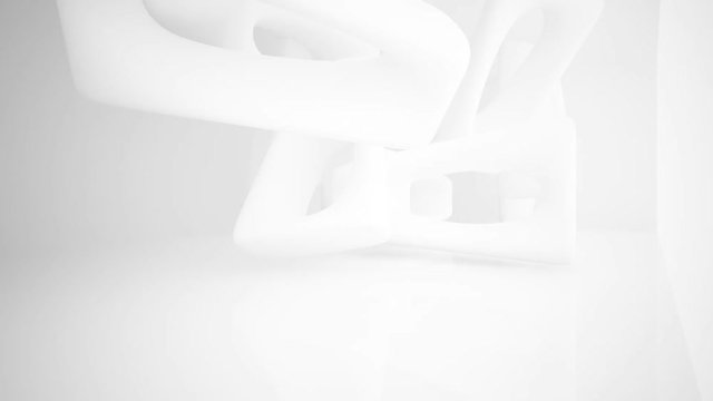 Abstract smooth white interior of the future. Architectural background. 3D animation and rendering. Part 2