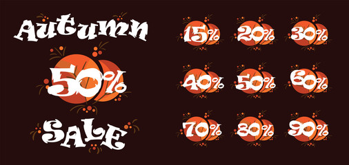 Autumn sale fifty percent vector illustration. Discounts in store black friday