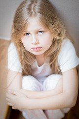 child in distress , sick or unhappy girl