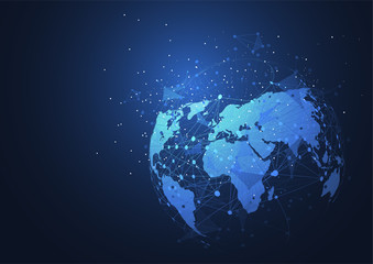 Global network connection. World map point and line composition concept of global business. Vector Illustration