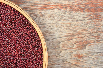 red kidney beans on wooden background