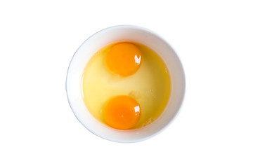 egg in bowl isolated on white background