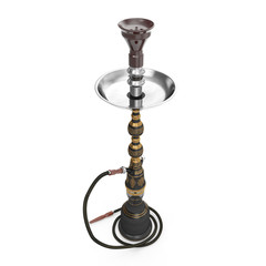 Eastern smokable water pipe smoking on white. 3D illustration