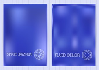 Covers with holographic gradient. Fluid color background. Bright colorful vector templates with emblems for business card, flyier, plackard,banner, brochure, wallpaper.