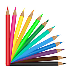 Fototapeta premium Set of 12 colored pencils isolated on a white background. Vector illustration