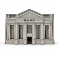 Bank building with columns on white. 3D illustration - 180201749
