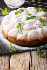 Delicious sweet Austrian pie buchteln close-up. vertical