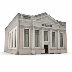 Bank building with columns on white. 3D illustration - 180201756