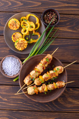 Chicken kebabs on plate