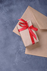 Gift box and blank brown envelope