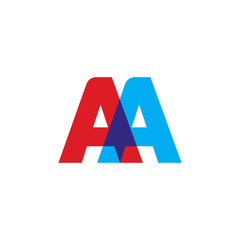 Initial letter AA, overlapping transparent uppercase logo, modern red blue color