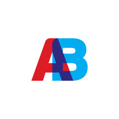 Initial letter AB, overlapping transparent uppercase logo, modern red blue color
