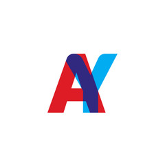 Initial letter AY, overlapping transparent uppercase logo, modern red blue color