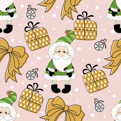 Holiday seamless pattern with Santa Claus. Christmas background.