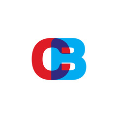 Initial letter CB, overlapping transparent uppercase logo, modern red blue color